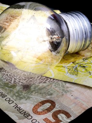 Of 50 and 20 value, currency of Brazil, on a black background, closeup macro